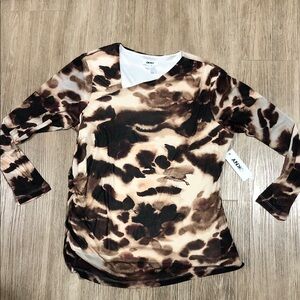 New DKNY Women's Animal Print Long Sleeve Top 1XL